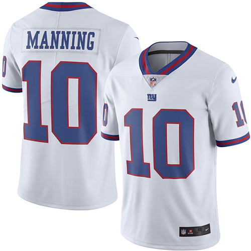 Men's Elite Eli Manning Nike Jersey White - #10 Rush NFL New York Giants